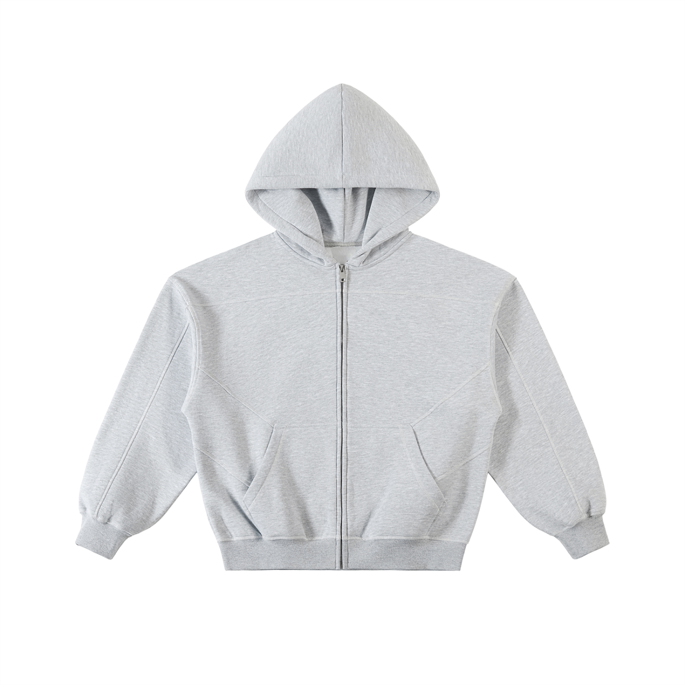 Everyday Contrast-Stitched Boxy zip hoodie