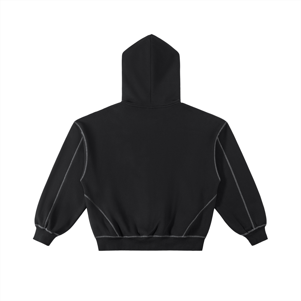 Everyday Contrast-Stitched Boxy zip hoodie