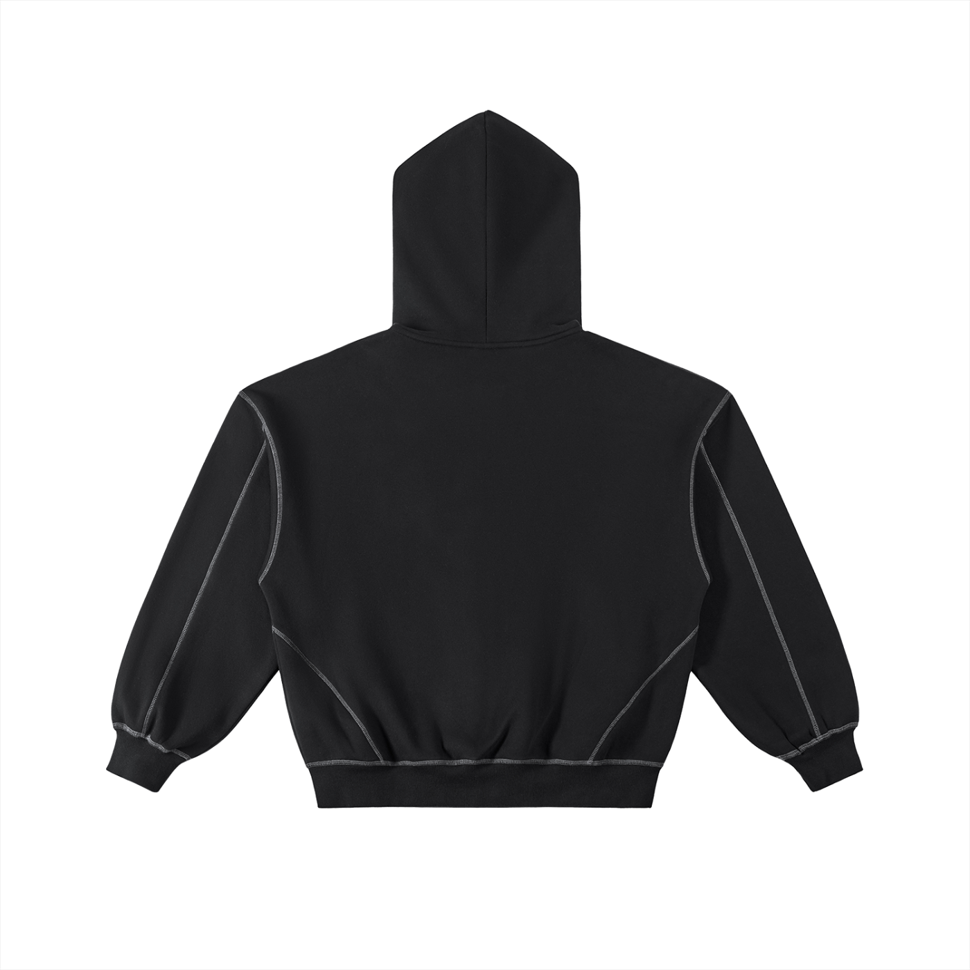 Everyday Contrast-Stitched Boxy zip hoodie