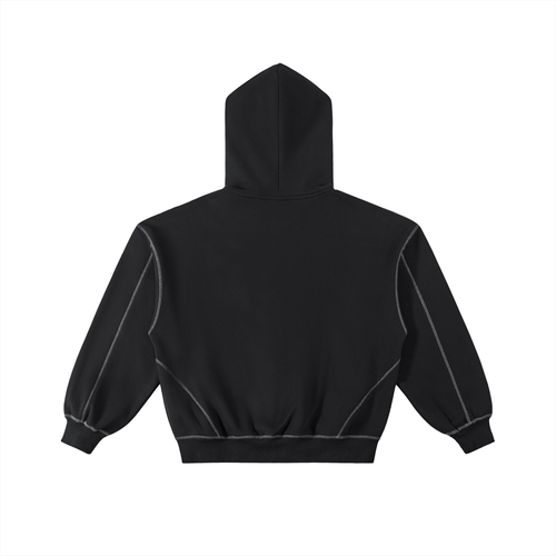 Everyday Contrast-Stitched Boxy zip hoodie