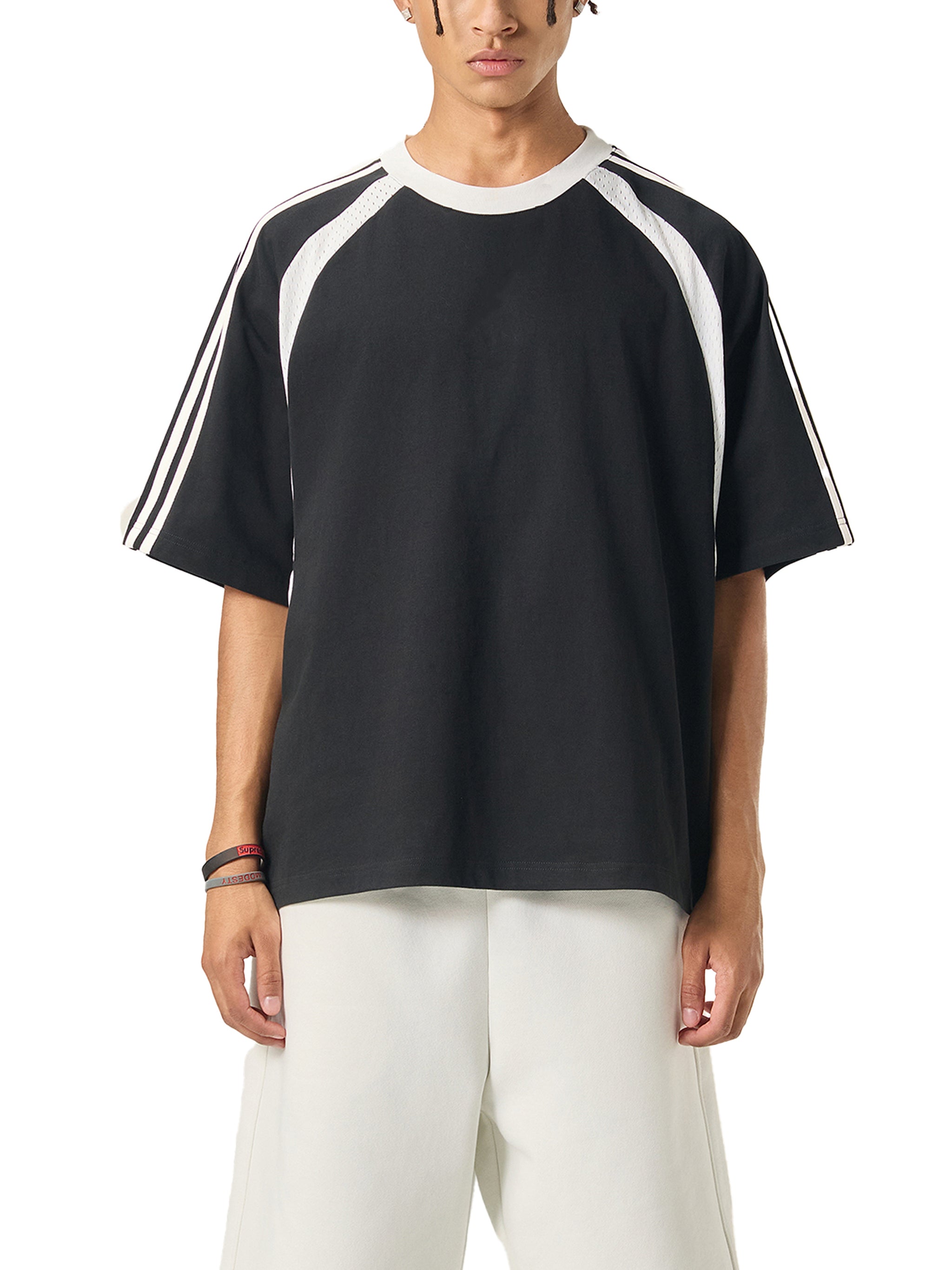 Contrast Stripes Mesh T-shirt