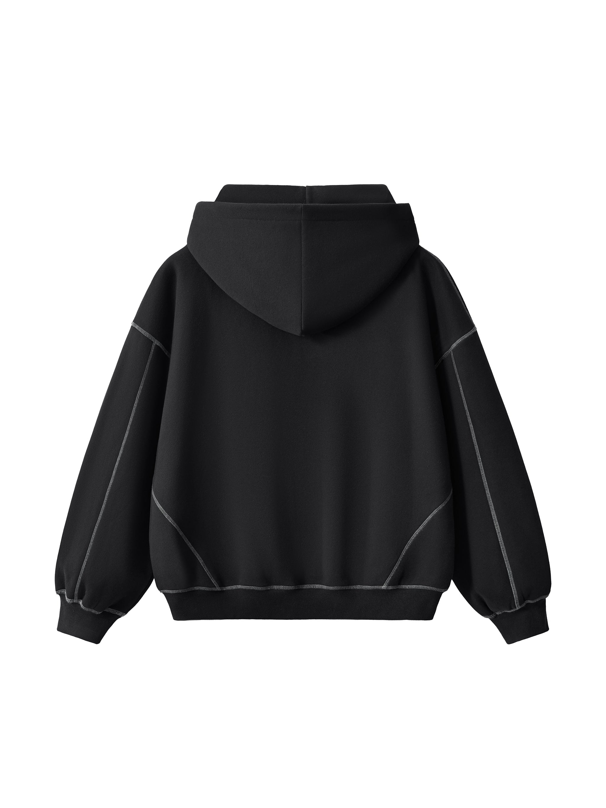 Everyday Contrast-Stitched Boxy zip hoodie